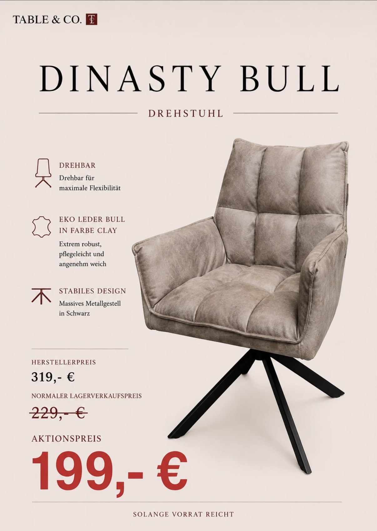 Dinasty Drehstuhl / Armlenenstuhl in BULL
